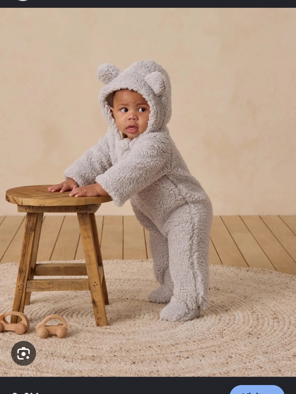 Quincy Mae Gray Teddy Bear Hooded Fleece One-Piece